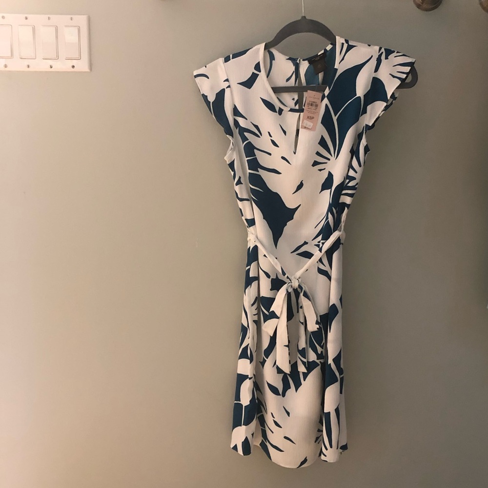 White & green Ann Taylor Petit summer dress